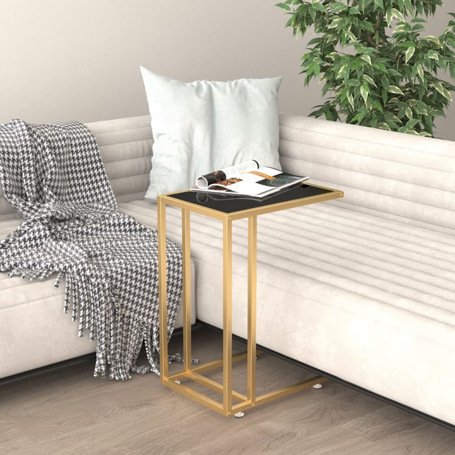 Sidobord till datorbord svart 50x35x65 cm härdat glas
