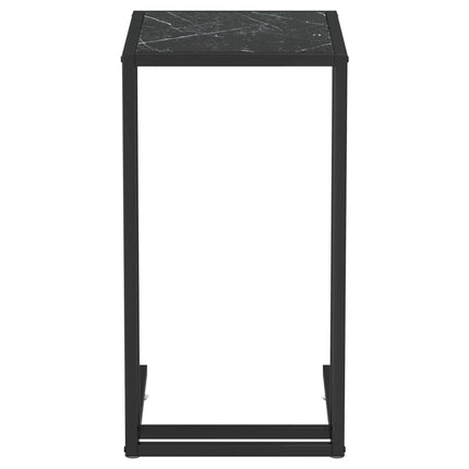 Sidobord till datorbord svart marmor 50x35x65 cm härdat glas