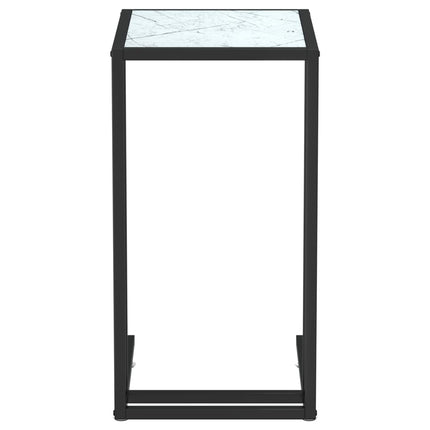 Sidobord till datorbord vit marmor 50x35x65 cm härdat glas