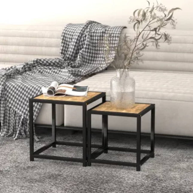 Tebord 2 st MDF svart och gul