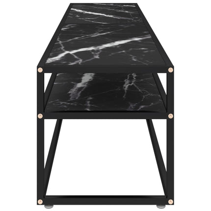 Tv-bänk svart marmor 180x40x40,5 cm härdat glas