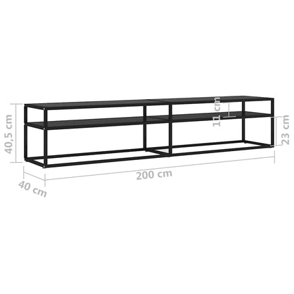 Tv-bänk svart 200x40x40,5 cm härdat glas