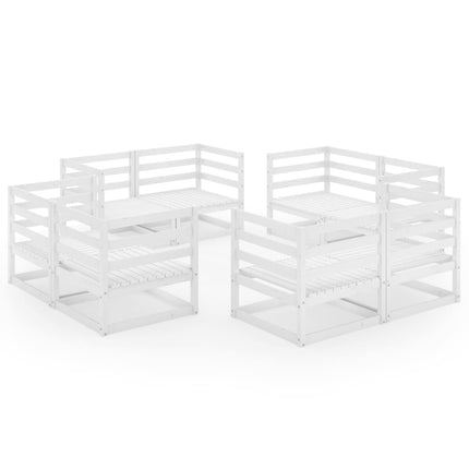 Loungegrupp 8 delar vit massiv furu