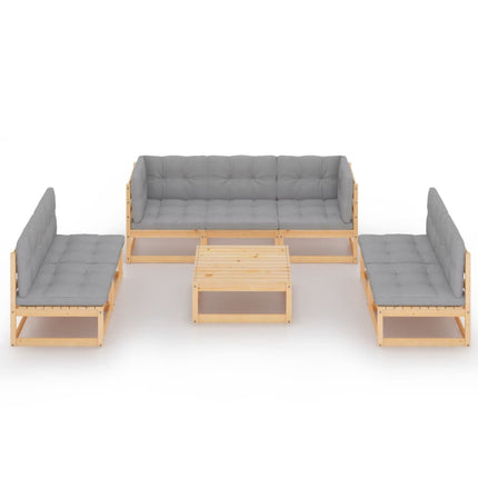 Loungegrupp med dynor 8 delar massiv furu