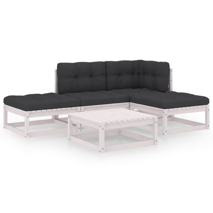 Loungegrupp med dynor 5 delar massiv furu