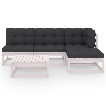 Loungegrupp med dynor 5 delar massiv furu