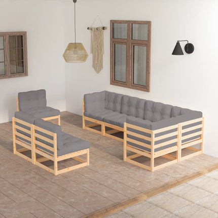 Loungegrupp för trädgården med dynor 8 delar massiv furu