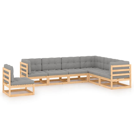 Loungegrupp för trädgården med dynor 7 delar massiv furu