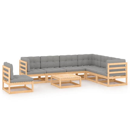 Loungegrupp för trädgården med dynor 8 delar massiv furu