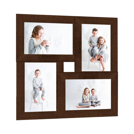 Fotoram för 4x(13x18 cm) bilder mörkbrun MDF