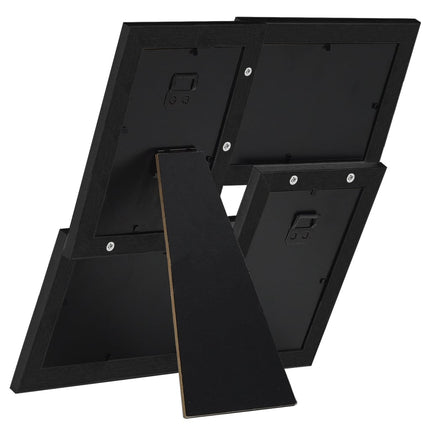 Fotoram för 4x(10x15 cm) bilder svart MDF