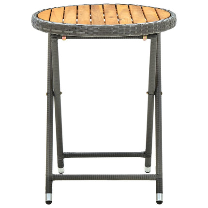 Tebord grå 60 cm konstrotting och massivt akaciaträ