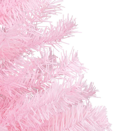 Belyst plastgran med kulor rosa 210 cm PVC