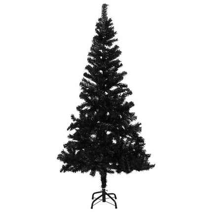 Belyst plastgran med kulor svart 150 cm PVC