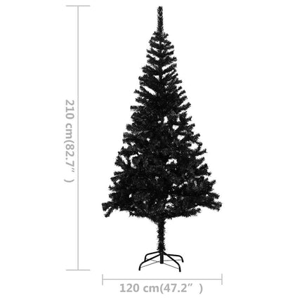 Belyst plastgran med kulor svart 150 cm PVC