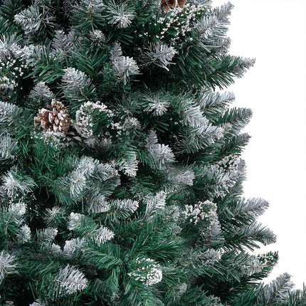 Konstgjord julgran med LED och bollset och kottar 210 cm
