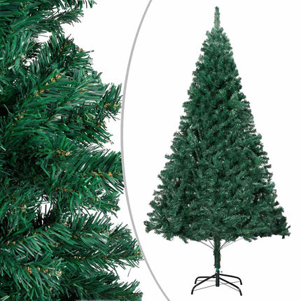 Belyst plastgran med kulor grön 240 cm