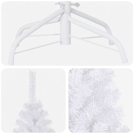 Belyst plastgran med kulor vit 180 cm PVC