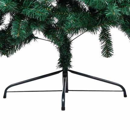 Belyst halv plastgran med kulor grön 210 cm