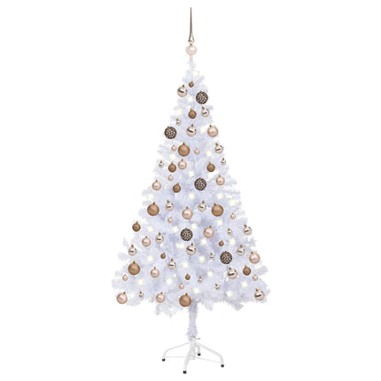 Belyst plastgran med kulor 150 cm 380 grenar