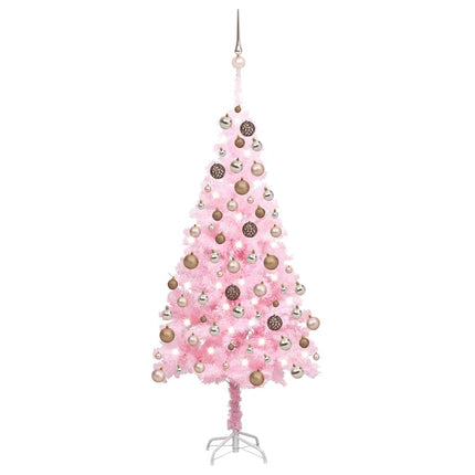 Belyst plastgran med kulor rosa 180 cm PVC