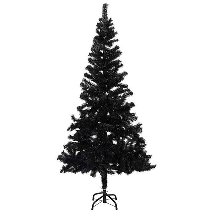 Belyst plastgran med kulor svart 150 cm PVC