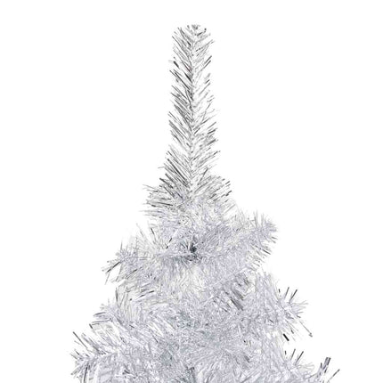 Belyst plastgran med kulor silver 150 cm PET