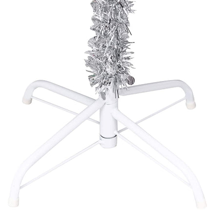 Belyst plastgran med kulor silver 180 cm PET
