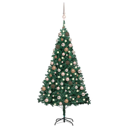 Belyst plastgran med kulor grön 120 cm PVC