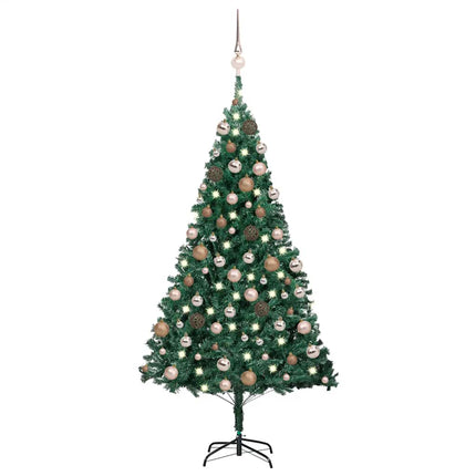 Belyst plastgran med kulor grön 150 cm PVC