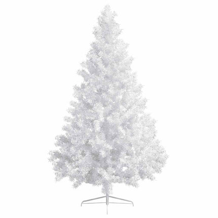 Belyst halv plastgran med kulor vit 210 cm