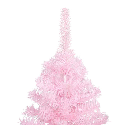 Belyst plastgran med kulor rosa 210 cm PVC