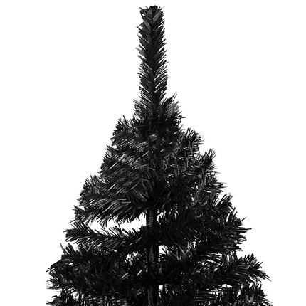Belyst plastgran med kulor svart 240 cm PVC