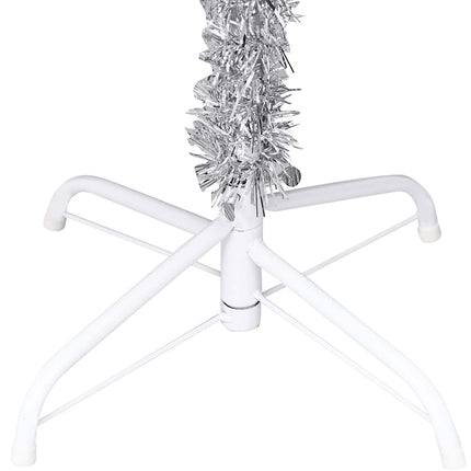 Belyst plastgran med kulor silver 120 cm PET