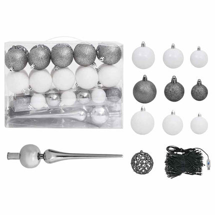 Belyst plastgran med kulor silver 120 cm PET