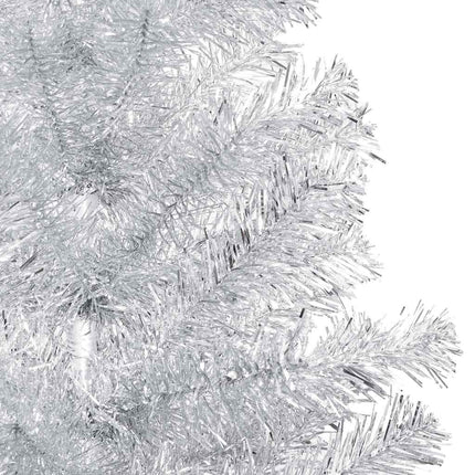 Belyst plastgran med kulor silver 240 cm PET