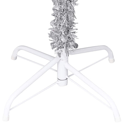 Belyst plastgran med kulor silver 240 cm PET