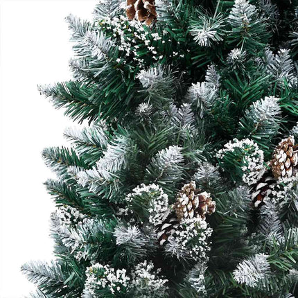 Konstgjord julgran med LED och bollset och kottar 210 cm