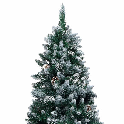 Konstgjord julgran med LED och bollset och kottar 210 cm