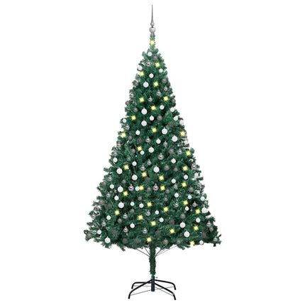Belyst plastgran med kulor grön 150 cm PVC