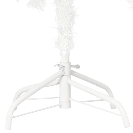 Belyst plastgran med kulor vit 150 cm