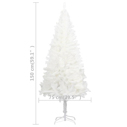 Belyst plastgran med kulor vit 150 cm