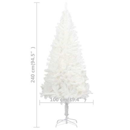 Belyst plastgran med kulor vit 240 cm