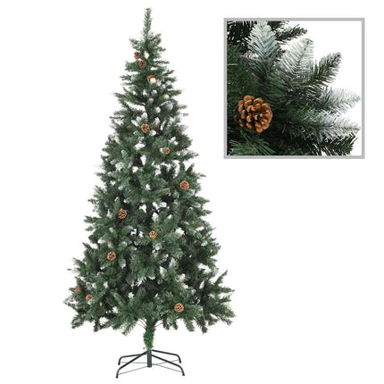Belyst plastgran med kulor 210 cm