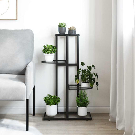 Växtställ med 4 hyllor 43x22x76 cm svart metall