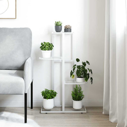 Växtställ med 4 hyllor 43x22x76 cm vit metall