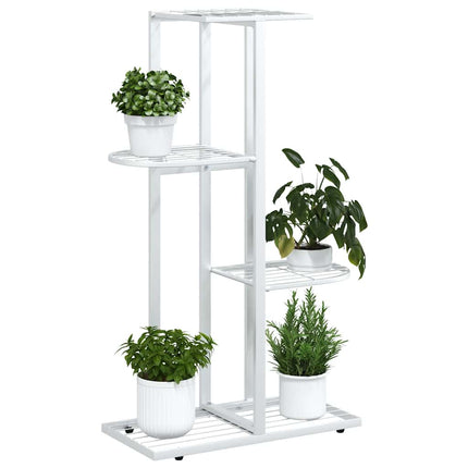 Växtställ med 4 hyllor 43x22x76 cm vit metall