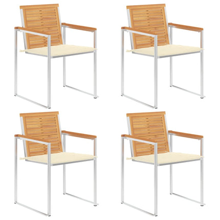 Trädgårdsstolar med dynor 4 st massiv teak