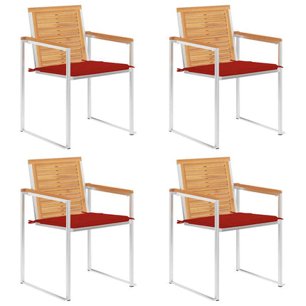 Trädgårdsstolar med dynor 4 st massiv teak