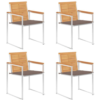 Trädgårdsstolar med dynor 4 st massiv teak